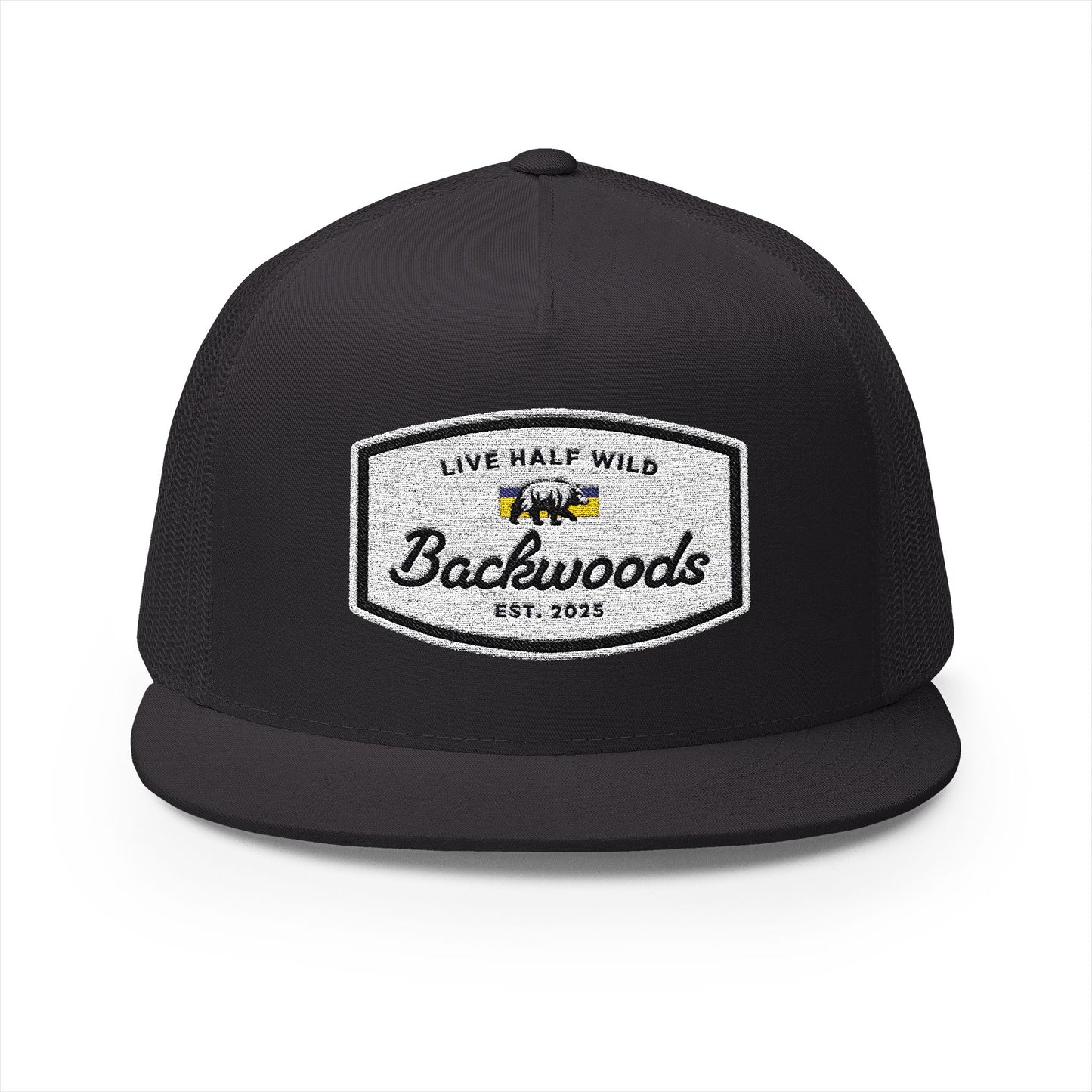 Live Half Wild Backwoods 5 Panel Trucker Cap - Stylish Outdoor Hat