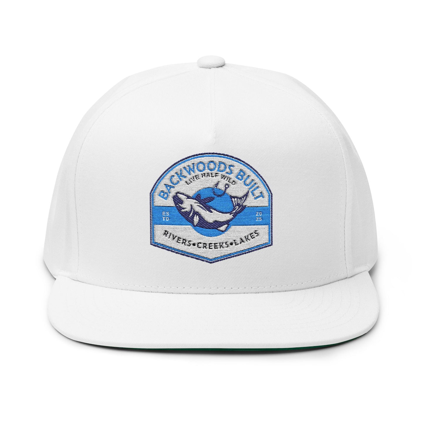 Embroidered Flat Bill Cap - Backwoods Bulls Design