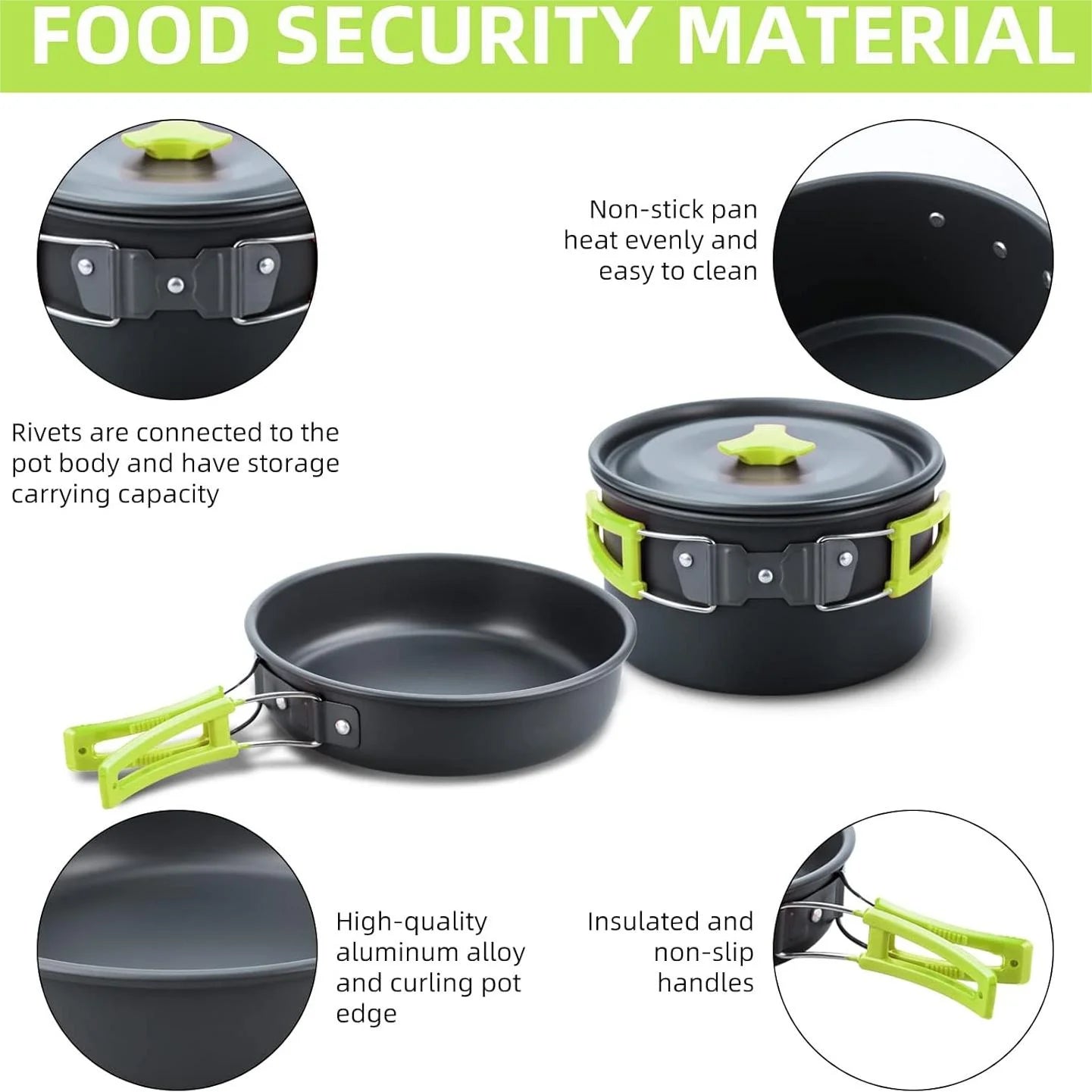 Camping Cooking Camping Cookware Set Outdoor Cooking Equipment for Camping Hiking and Picnics for 2-3 People Compact Camp Cooking Set