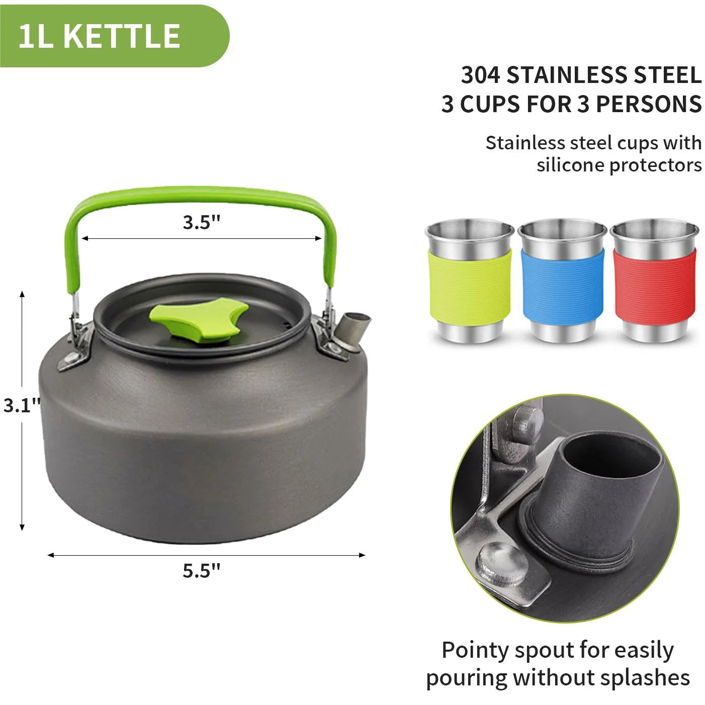 Camping Cooking Camping Cookware Set Outdoor Cooking Equipment for Camping Hiking and Picnics for 2-3 People Compact Camp Cooking Set