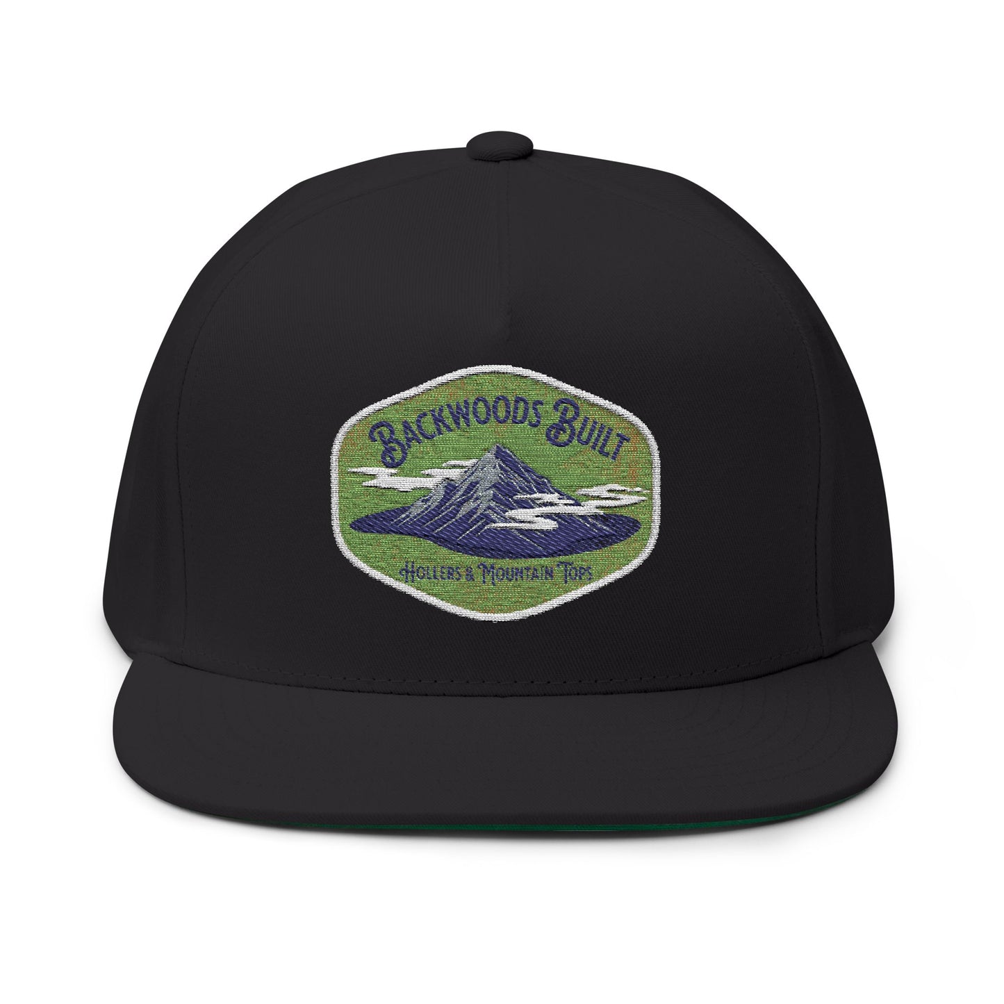 Backwoods Built Embroidered Flat Bill Cap - Stylish Outdoor Hat for Adventure Lovers