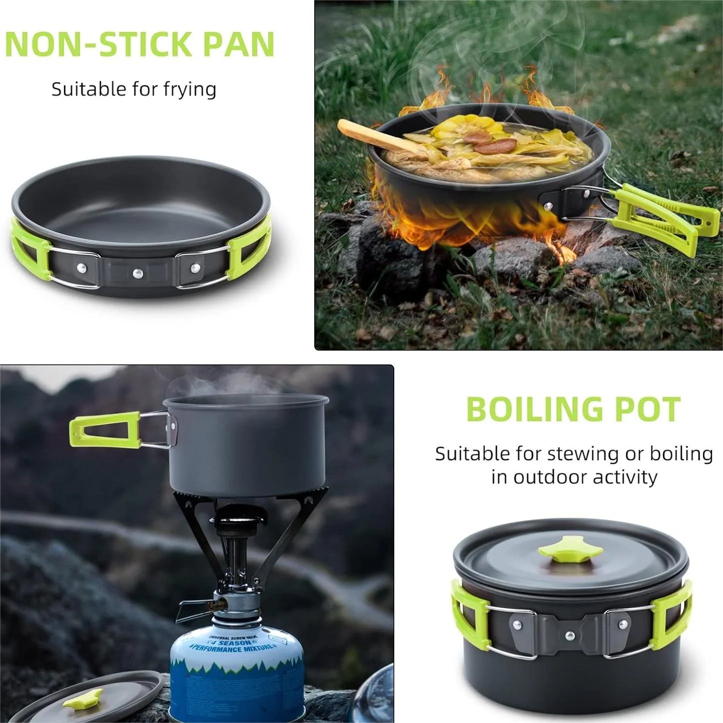 Camping Cooking Camping Cookware Set Outdoor Cooking Equipment for Camping Hiking and Picnics for 2-3 People Compact Camp Cooking Set