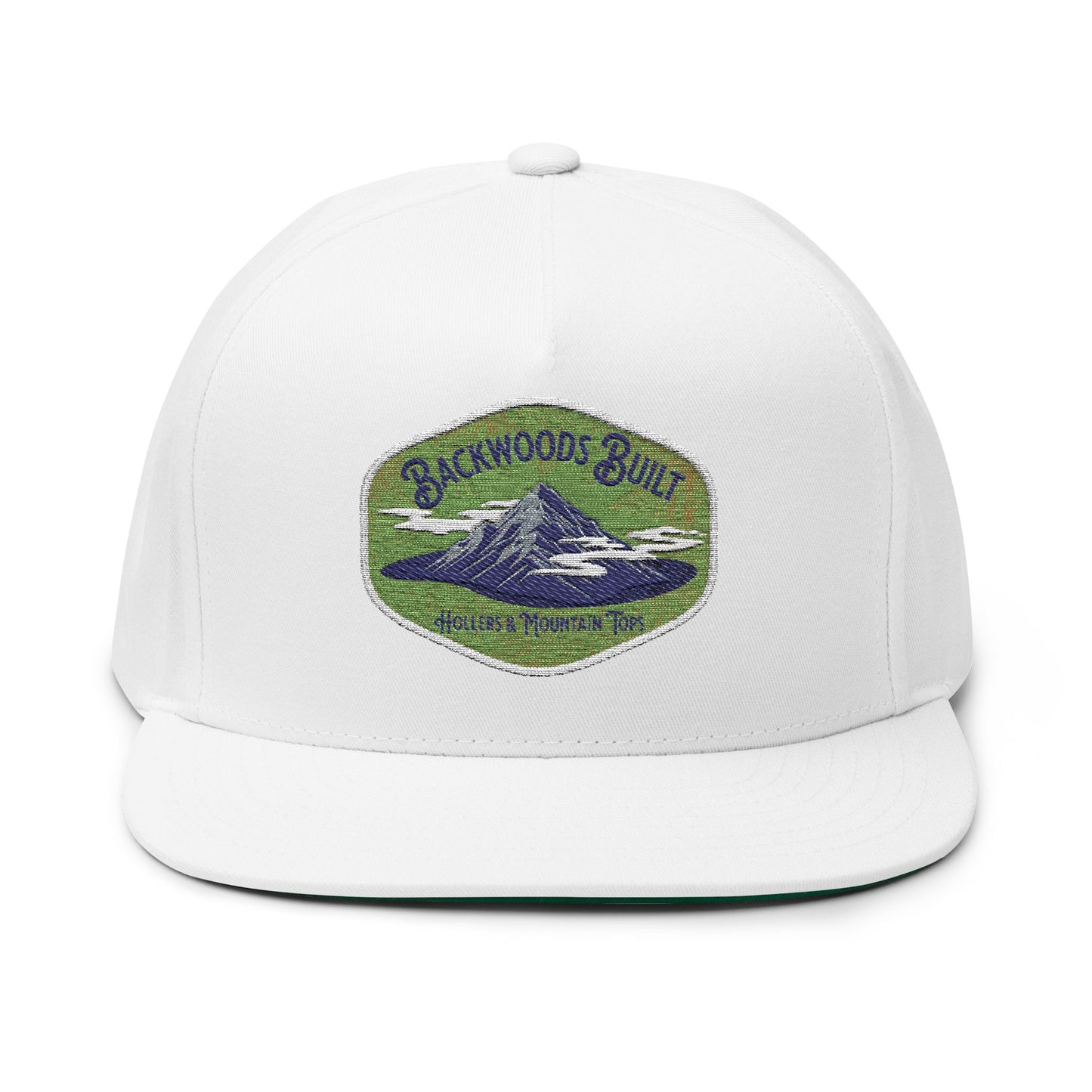 Backwoods Built Embroidered Flat Bill Cap - Stylish Outdoor Hat for Adventure Lovers
