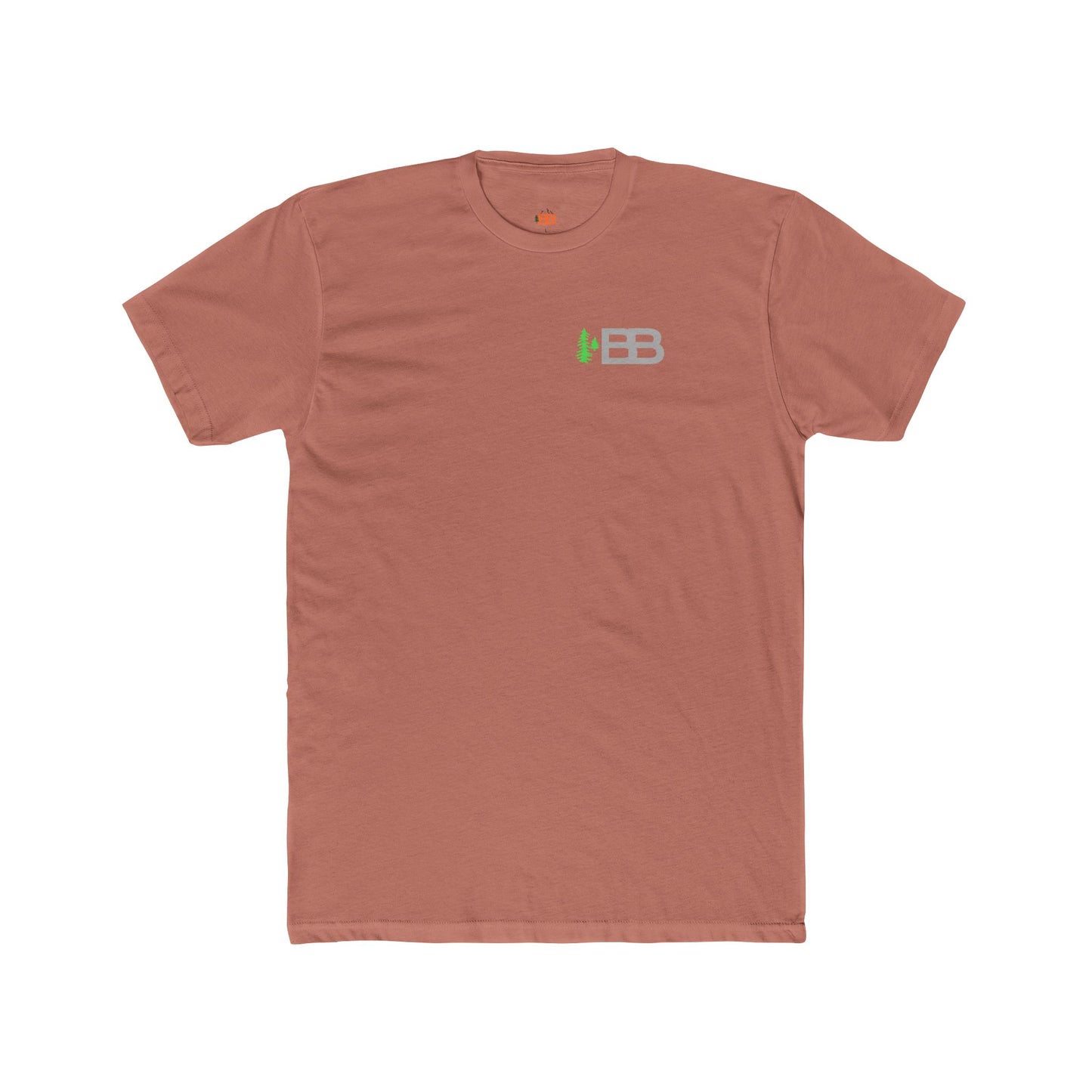 Minimal Logo Crew Tee — Small Green & Gray 'EB' Chest Print