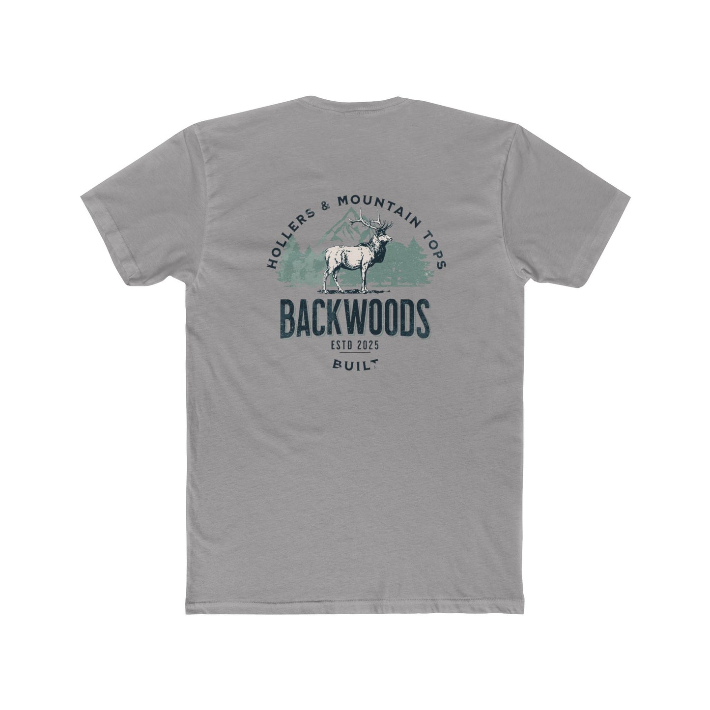 Backwoods Outdoor Crew Tee — "Backwoods" Elk Mountain Graphic T-Shirt