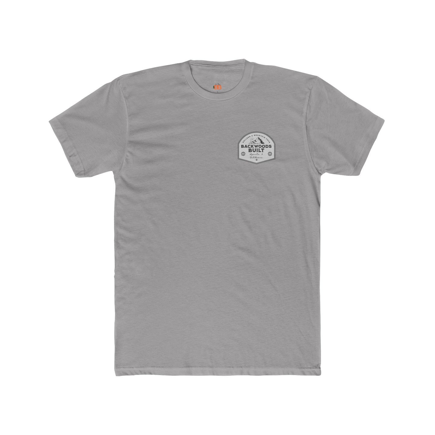 Backwoods Built Outdoors T-Shirt — Canoe, Mountains & Lake Graphic Crew Tee