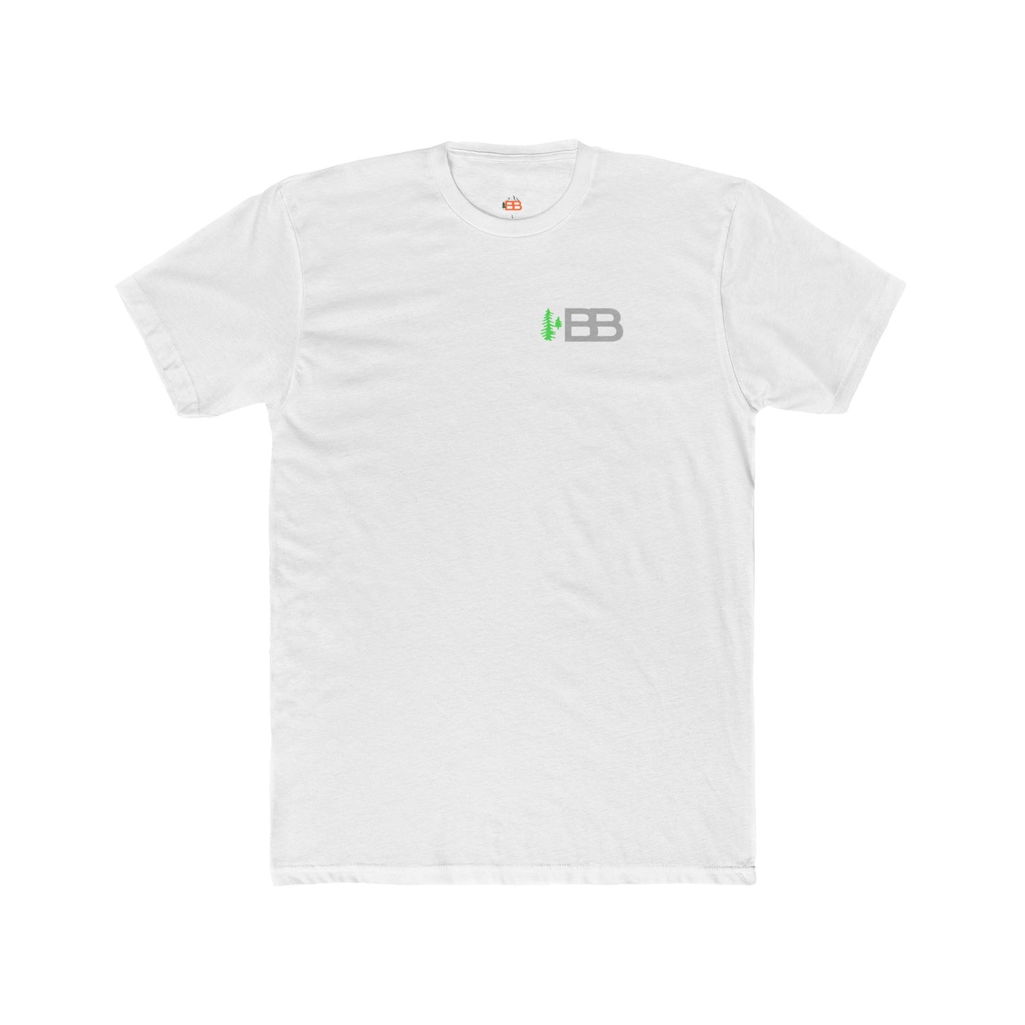 Minimal Logo Crew Tee — Small Green & Gray 'EB' Chest Print