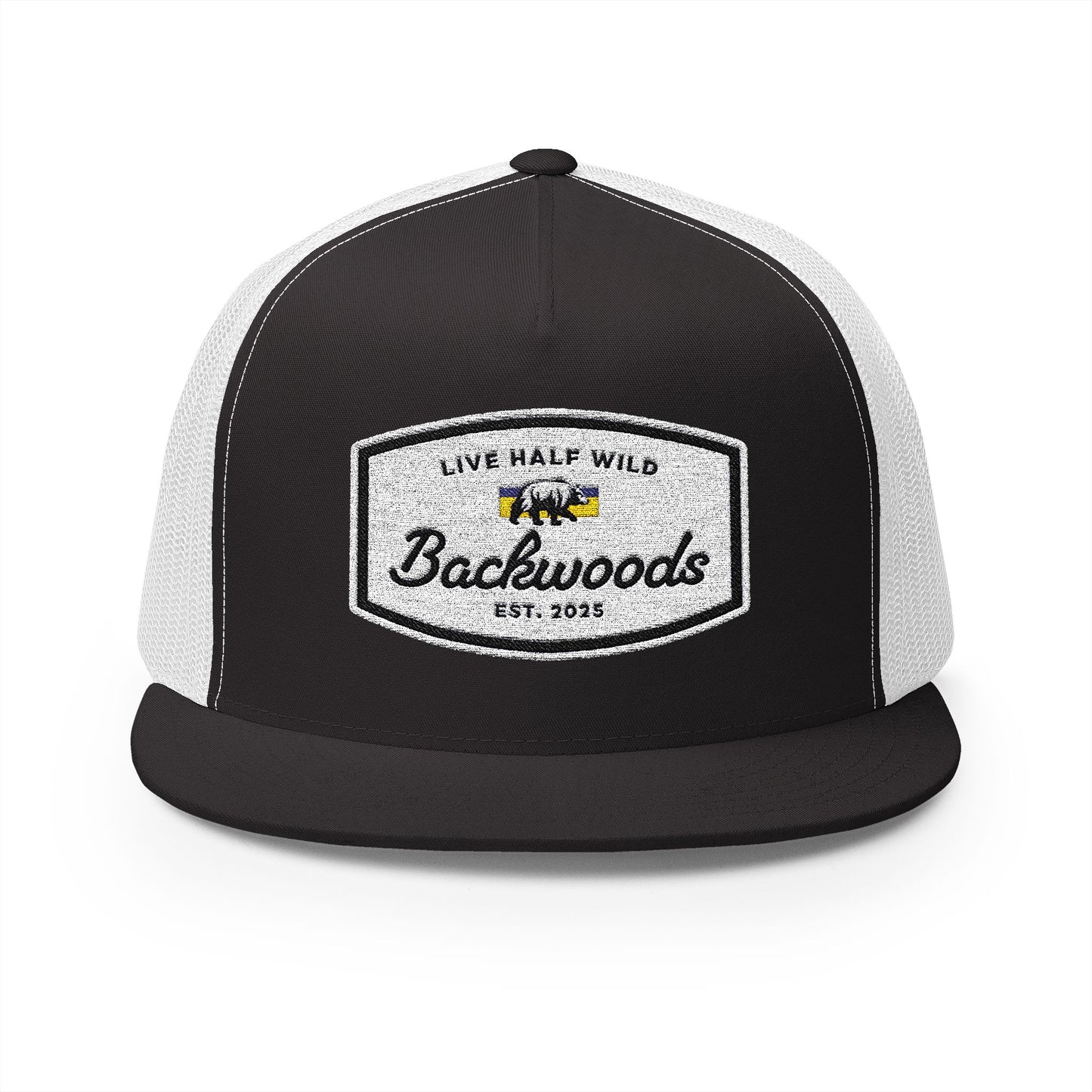 Live Half Wild Backwoods 5 Panel Trucker Cap - Stylish Outdoor Hat