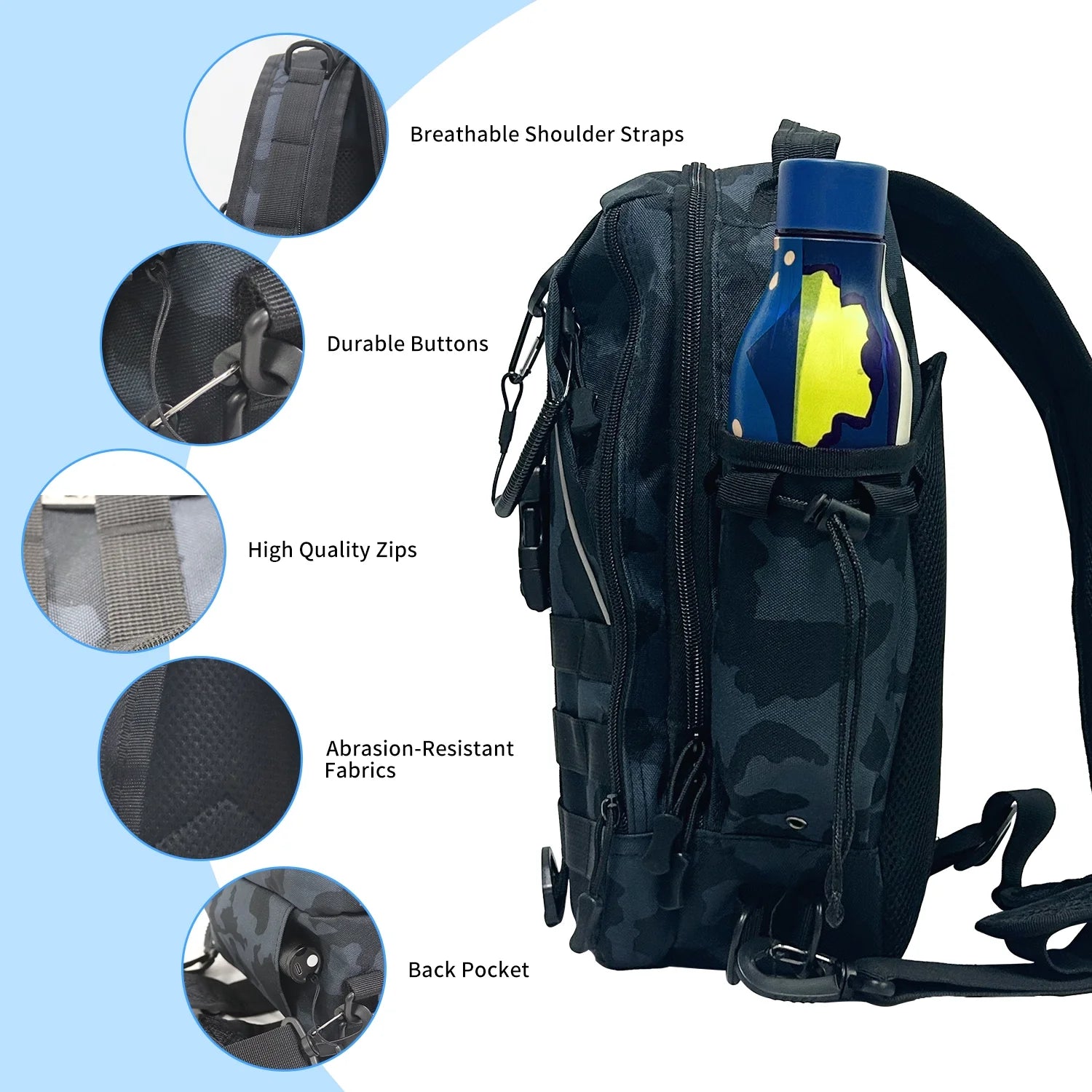 Fishing Backpack Bag with Rod Holder, Outdoor Travel Fishing Rod Reel Tackle Bag Water-Resistant Fishing