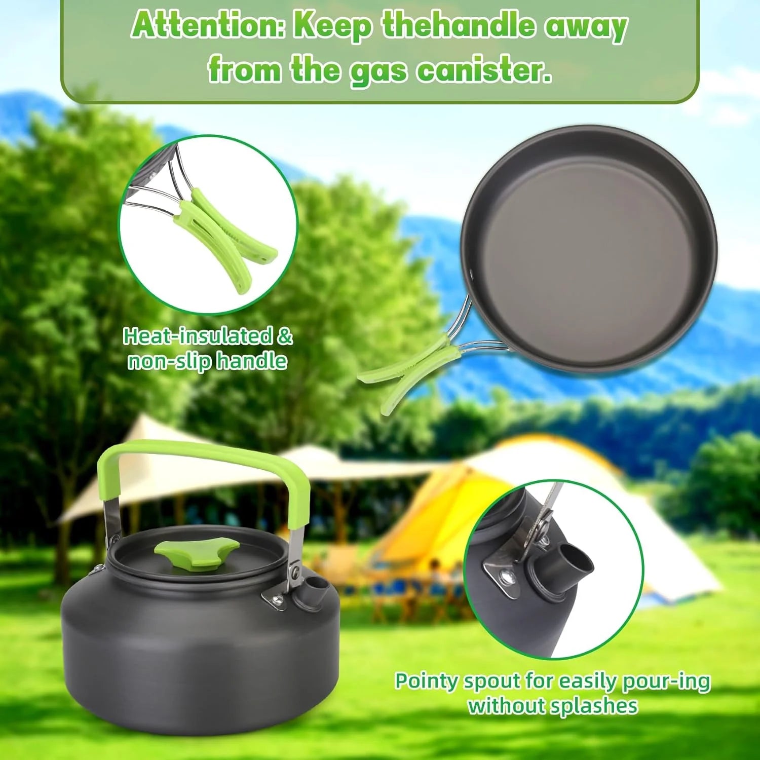 Camping Cooking Camping Cookware Set Outdoor Cooking Equipment for Camping Hiking and Picnics for 2-3 People Compact Camp Cooking Set