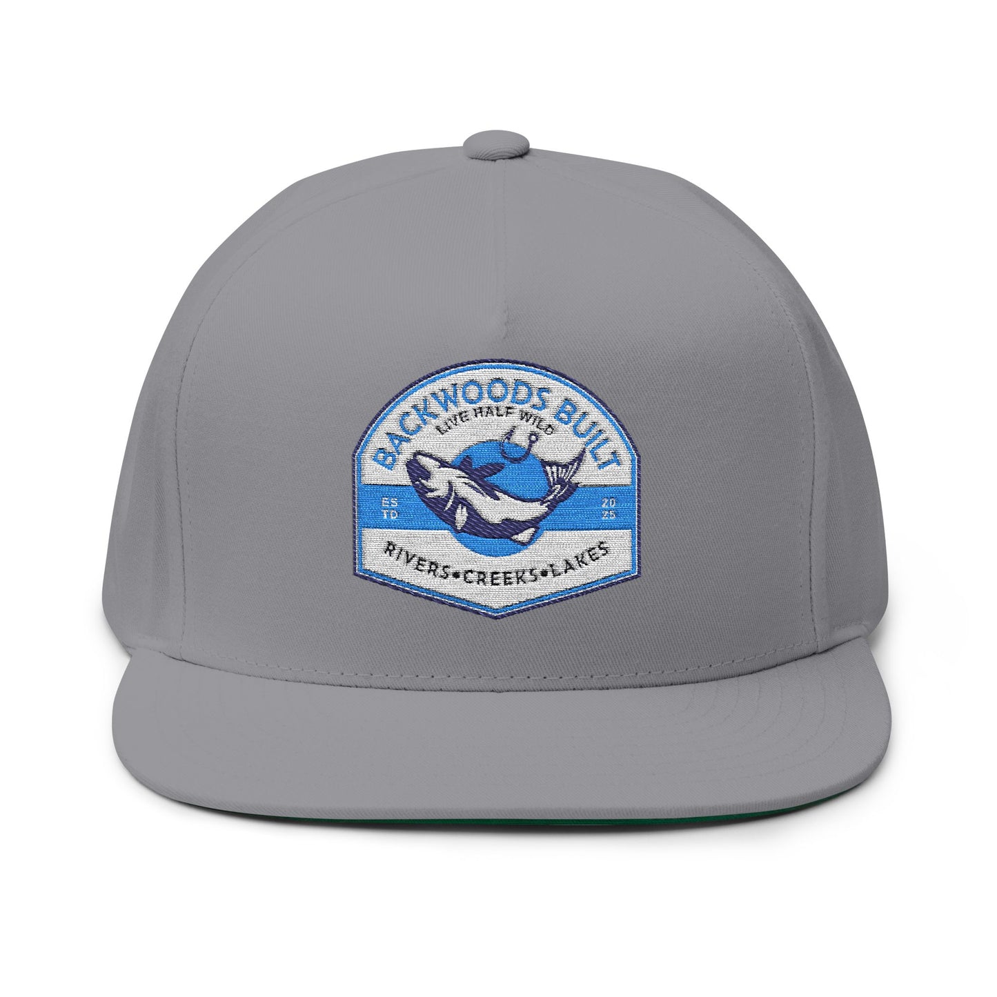 Embroidered Flat Bill Cap - Backwoods Bulls Design