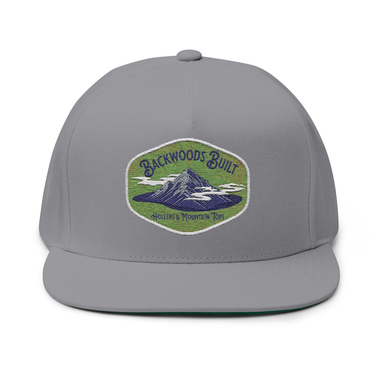 Backwoods Built Embroidered Flat Bill Cap - Stylish Outdoor Hat for Adventure Lovers