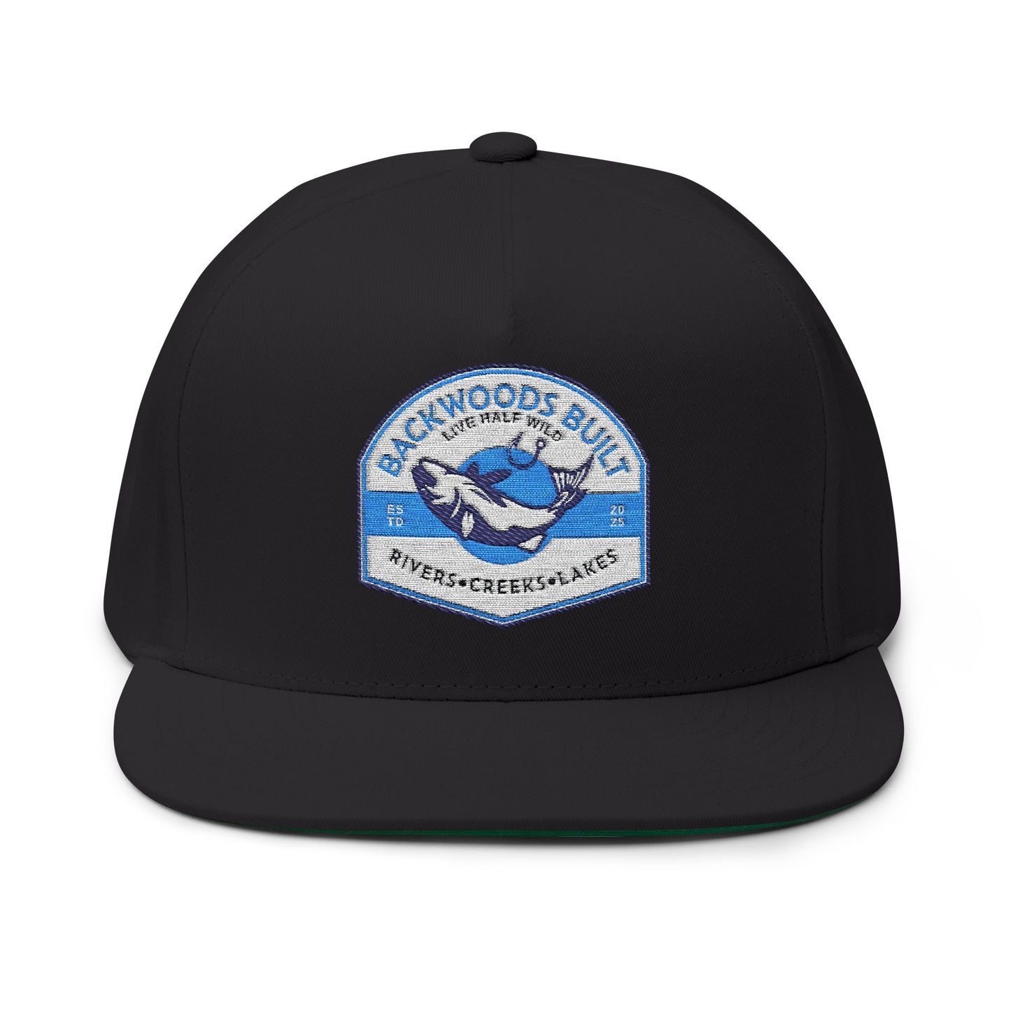 Embroidered Flat Bill Cap - Backwoods Bulls Design