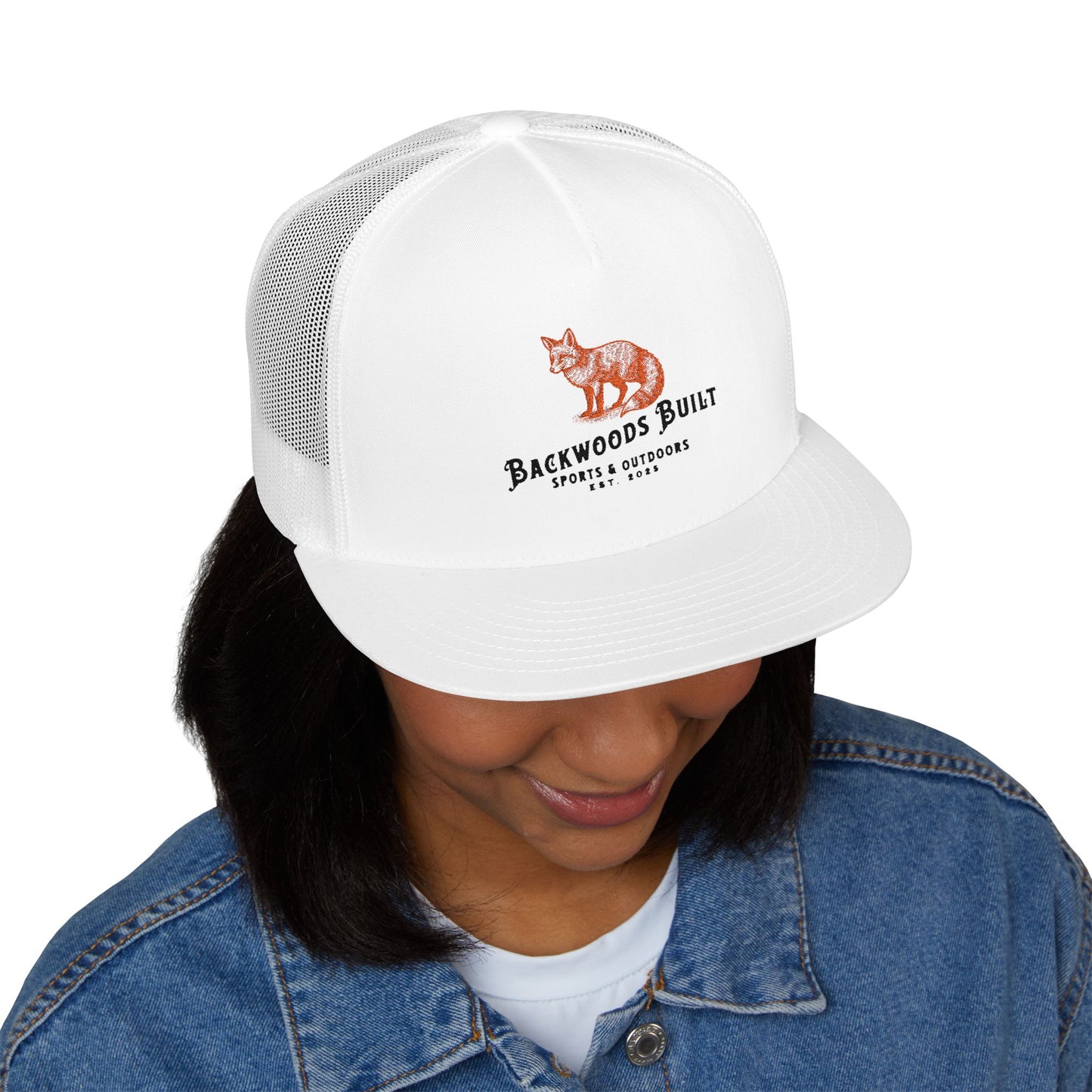 Embroidered Trucker Cap — Backwoods Built Fox Logo