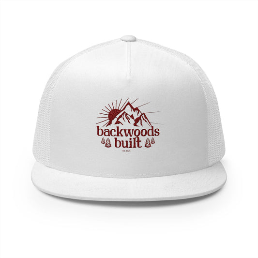 Trucker Cap — "Backwoods & Built" Embroidered Mountain Hat