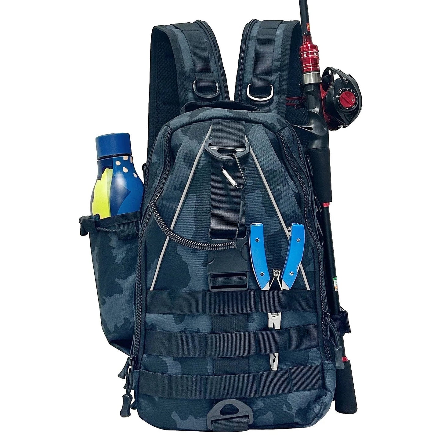 Fishing Backpack Bag with Rod Holder, Outdoor Travel Fishing Rod Reel Tackle Bag Water-Resistant Fishing