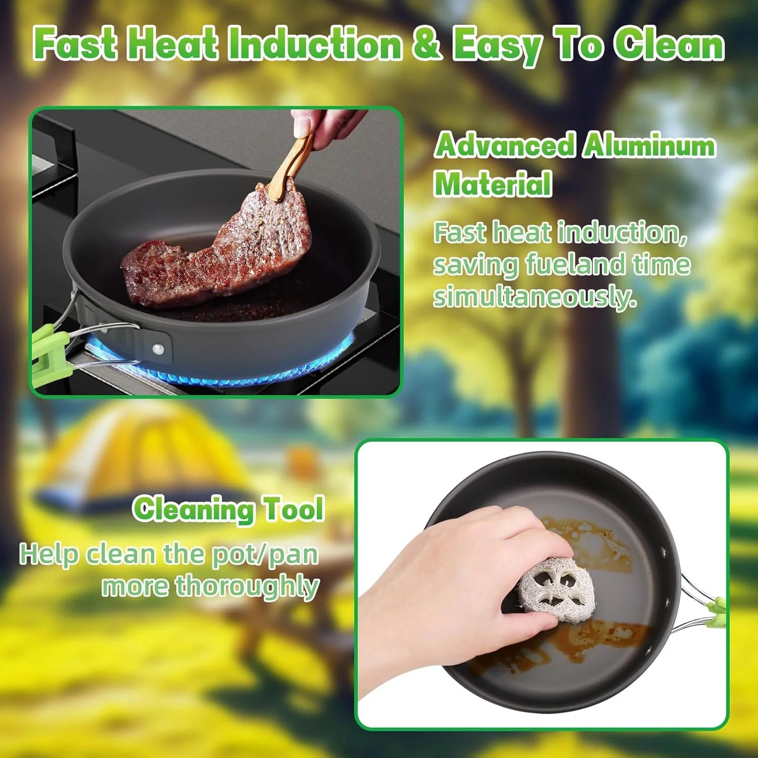 Camping Cooking Camping Cookware Set Outdoor Cooking Equipment for Camping Hiking and Picnics for 2-3 People Compact Camp Cooking Set